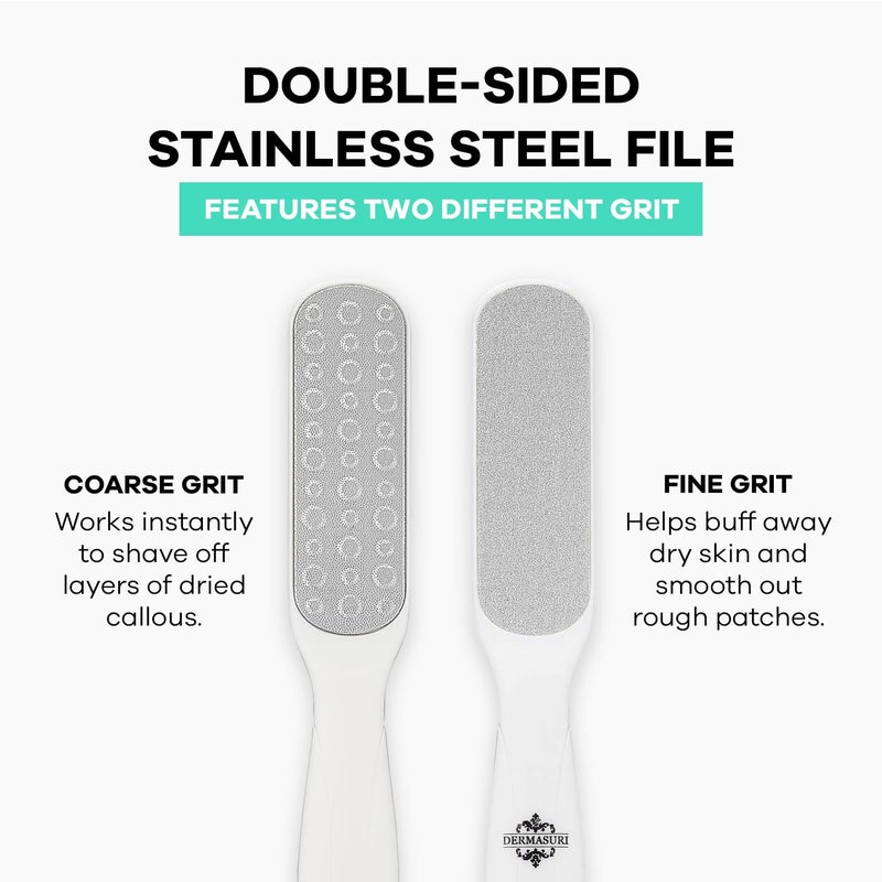 Dermasuri - Callus Remover Foot Scrub - Exfoliating Feet Spray-on Formula and Reusable Deluxe Sole File - Dead Skin Remover, Callus Rasp Scrubber, Peel & Soften Cracked Heels - Deluxe Pedicure Spa Kit - Image 5