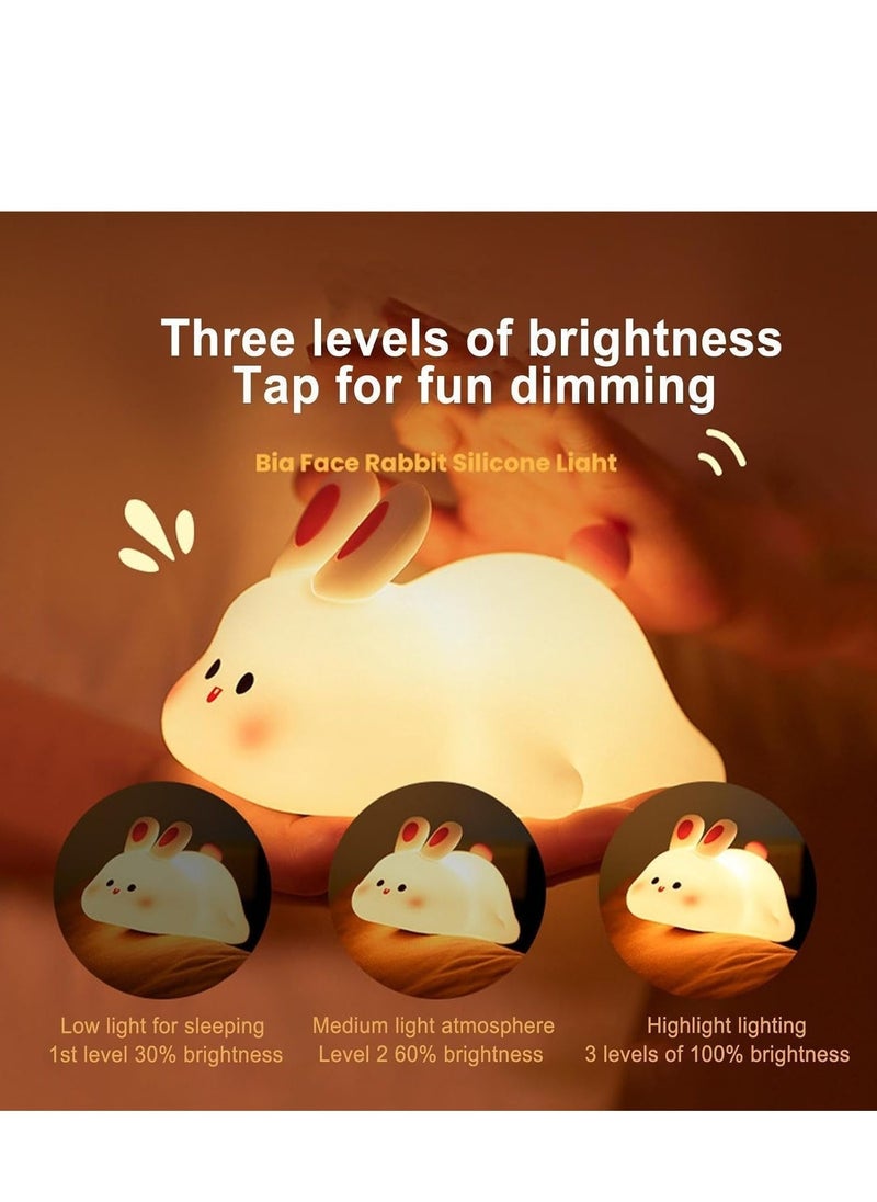 TIGER Night Light for Children – Cute Bunny LED Lamp, Dimmable Silicone Night Lamp for Baby & Nursery, Rechargeable Touch Bedside Lamp, Soft Glow Rabbit Night Light for Kids Room Decor, Ideal Gift for Girls  - Image 2