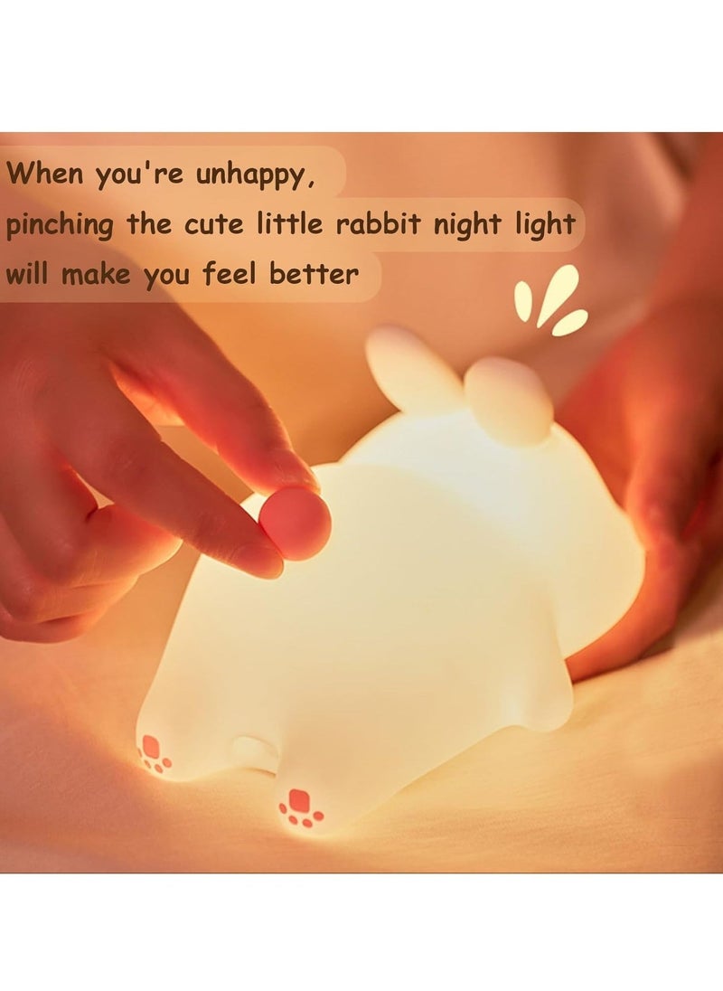 TIGER Night Light for Children – Cute Bunny LED Lamp, Dimmable Silicone Night Lamp for Baby & Nursery, Rechargeable Touch Bedside Lamp, Soft Glow Rabbit Night Light for Kids Room Decor, Ideal Gift for Girls  - Image 5