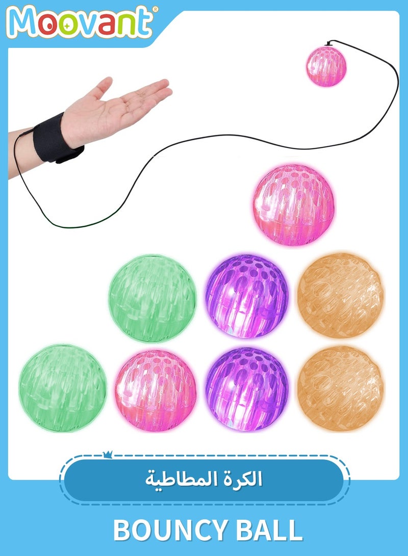 Moovant 4PCS Rebound Ball with String, Wristband Ball Toy Set with Light Up Balls, Wrist Return Ball, Exercise Kid's Adult's Hand-Eye Coordination, Multi-Color - Image 1
