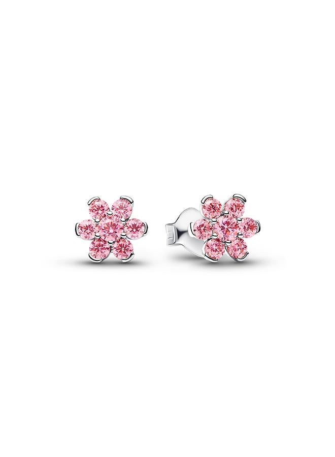 PANDORA Sparkling Pink Flower Stud Earrings - Image 1