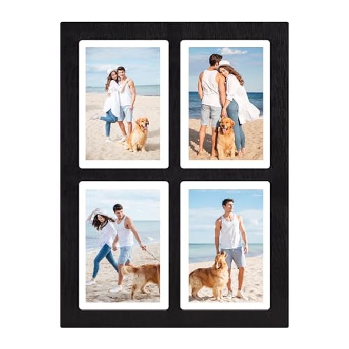 YESKAY Picture Frame Collage 5x7 Rustic Black 4 Opening 5 x 7 Photo Frame Display,Multiple Photo Collage Frames with Tempered Glass for Wall Mounting 1 Pack - Image 4