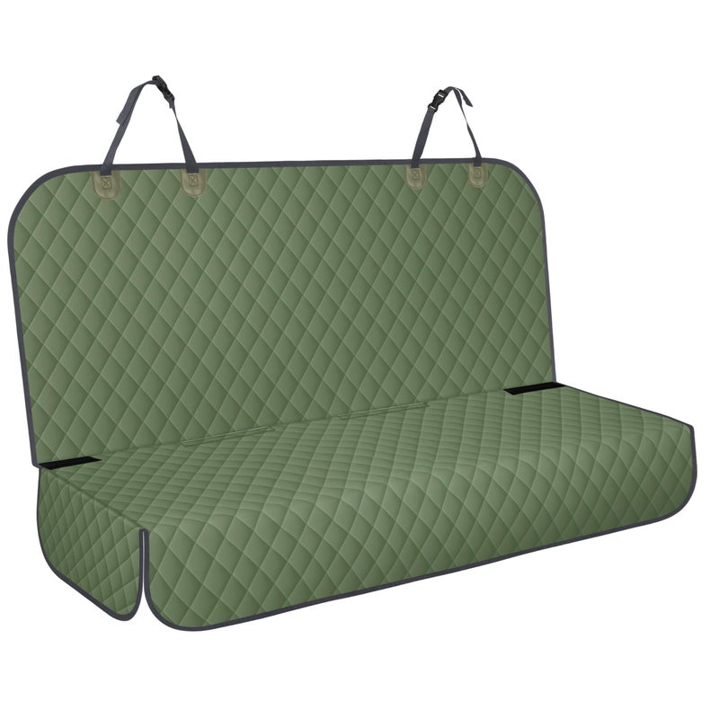 NECKORY Backseat Cover for Dogs, Waterproof and Non-Slip Pet Bench Seat Covers, Car Seat Protector for Back Seat, Universal Size Rear Car Seat Cover Fits Cars, Trucks and SUVs, L-Army Green&Grey - Image 1