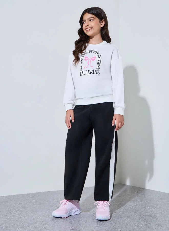 Styli Teen Girls Graphic Sweatshirt and Side Stripe Joggers Set