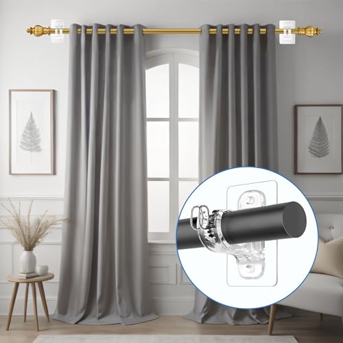 MUAKIOY No Drill Curtain Rod Bracket Holders, (8 Pack) Adjustable Self Adhesive Curtain Hooks, No-Nail Stick on Wall Curtain Rod Hangers for Bathroom Bedroom Kitchen and Livingroom - Image 5