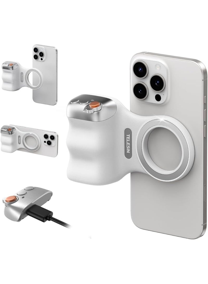 TELESIN Fun Shot Magnetic Camera Grip for iPhone & Android – DSLR Style Phone Handle with Detachable Wireless Shutter, 1/4" Screw Mount, Ergonomic Grip - Image 4