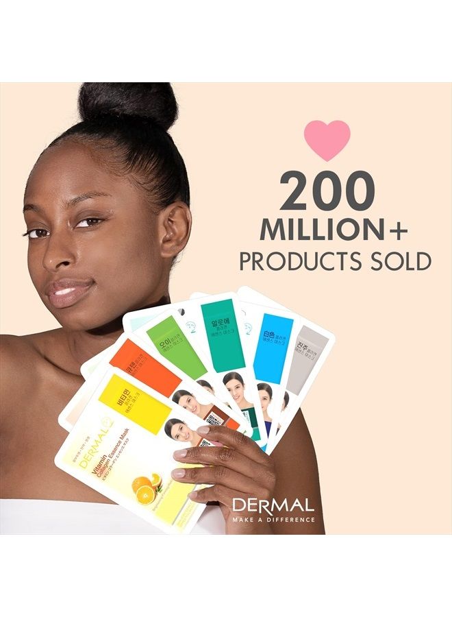 DERMAL قناع الوجه الكامل من كولاجين كوريا 16 حزمة كومبو - قناع وجه كوري طازج مصنوع من الطبيعة، المجموعة العليا النهائية لكل حالة جلدية ومخاوف يومية من البشرة - Image 2