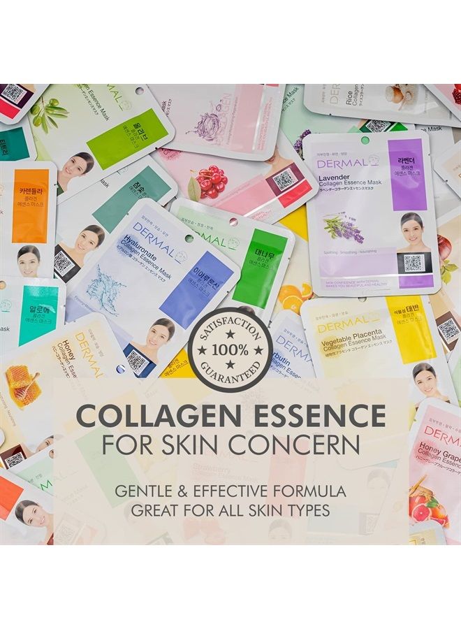 DERMAL قناع الوجه الكامل من كولاجين كوريا 16 حزمة كومبو - قناع وجه كوري طازج مصنوع من الطبيعة، المجموعة العليا النهائية لكل حالة جلدية ومخاوف يومية من البشرة - Image 3
