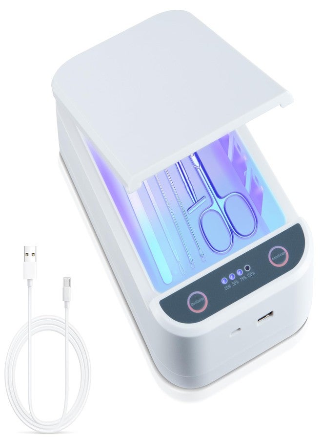 Soiiw Nail Tool Sterilizer Box Portable with Blue Light,USB Sterilizer Cleaning Box for Nail Salon, Tweezers, Jewelry, Phone, Manicure Tools - Image 1