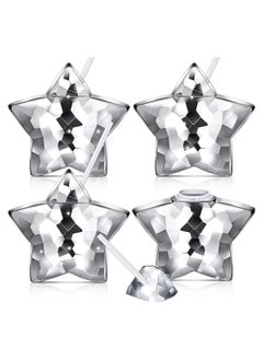 KASTWAVE SYOSI Shiny Star Cup, Silver Disco Flash Cup Tumbler with Lid and Straw, Sparkling Cocktail Glass for Parties, Reusable Disco Cups, 20 oz, 2 Pcs  - Image 1