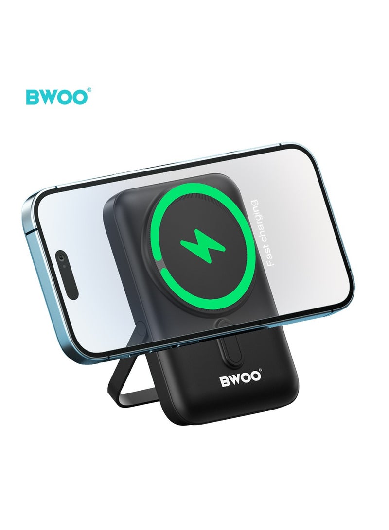 BWOO Pd 20W + 15W Wireless Magnetic Fast Charging Power Bank 10000Mah Black - Image 1