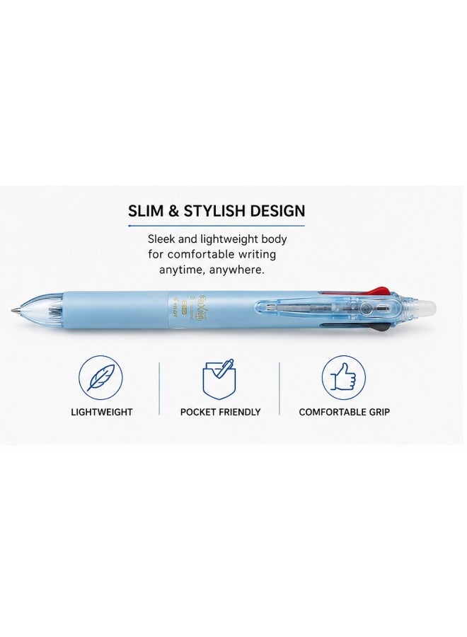PILOT FriXion Ball 3 Slim Erasable Tri-Colour Pen LKFBS60UFPL, 0.38 mm, Pearl Blue, Gel Ink, 1 pen for diaries - Image 5