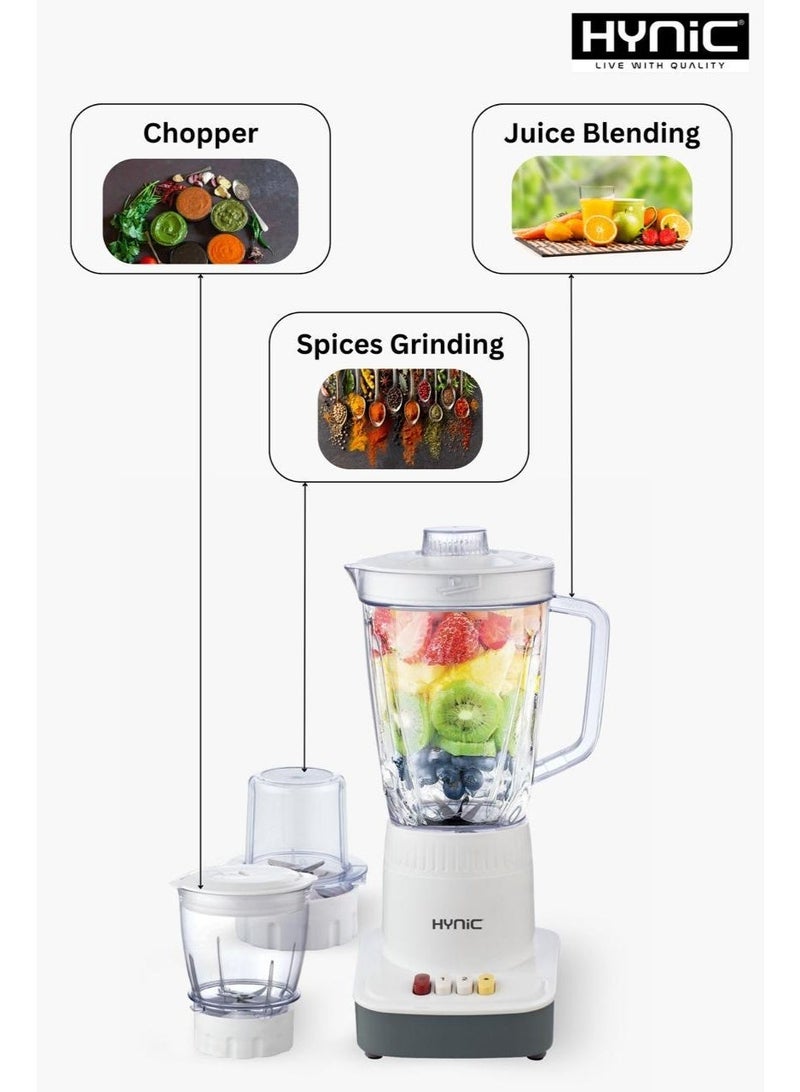 Hynic 3-in-1 Professional Blender & Grinder Mixer (400W) | Includes 1.5L Unbreakable Big Jar, Chopper, and Spice Grinder | Overheat Protection & Turbo Power | 3-Year Warranty - Image 5