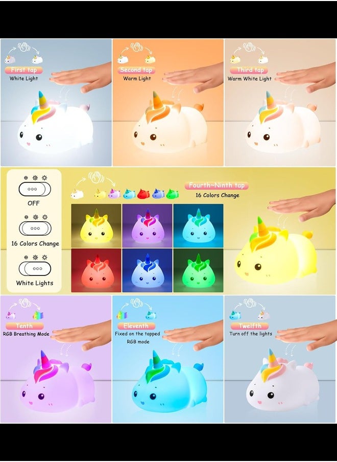 Generic Unicorn Night Light Kids LED Lights Portable Baby Nights Lamp USB Rechargeable Colours Changing Nightlight Battery Cute Childs Unicorn Lamps Gifts for Girls Children Bedroom  - Image 5