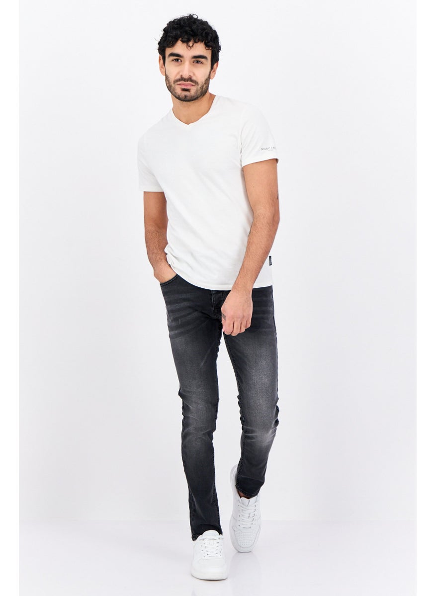 CROSSHATCH - Men Slim Fit Washed Stretchable Short Jeans, Black - Image 1