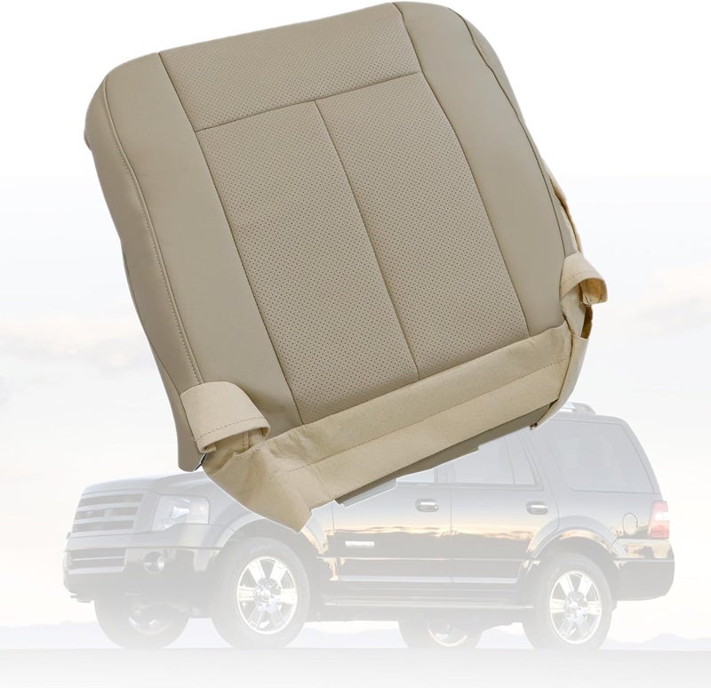 FZJDSD Driver Bottom Perforated Leather Seat Cover Tan for Ford Expedition 2007-2014 - Image 1