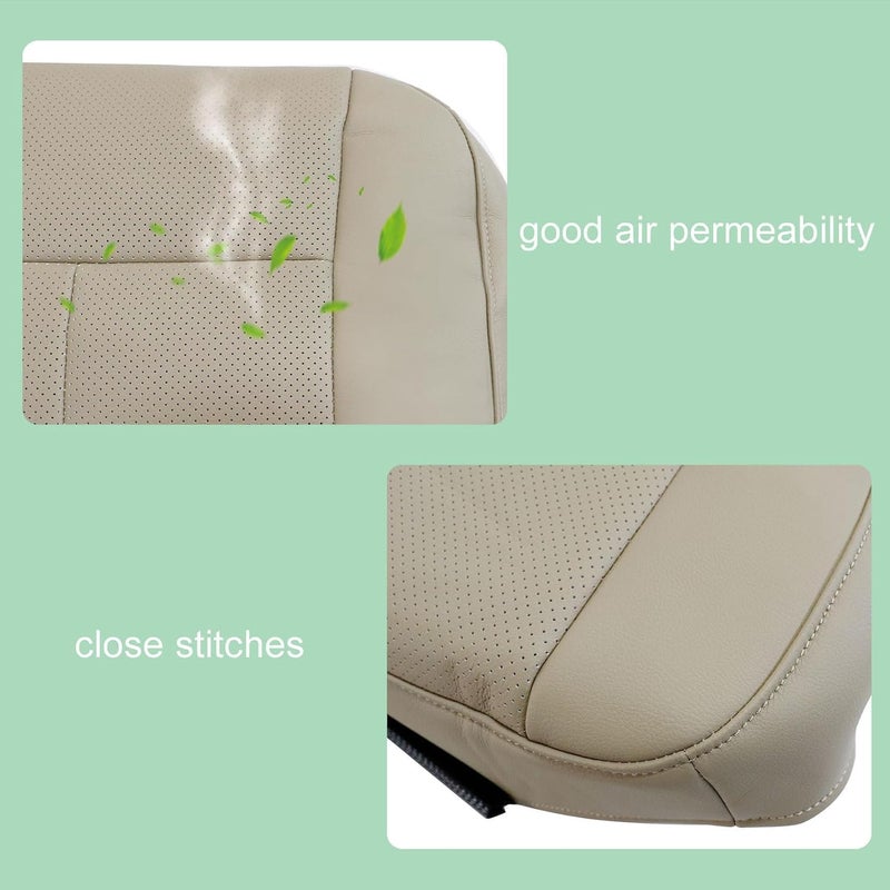 FZJDSD Driver Bottom Perforated Leather Seat Cover Tan for Ford Expedition 2007-2014 - Image 2