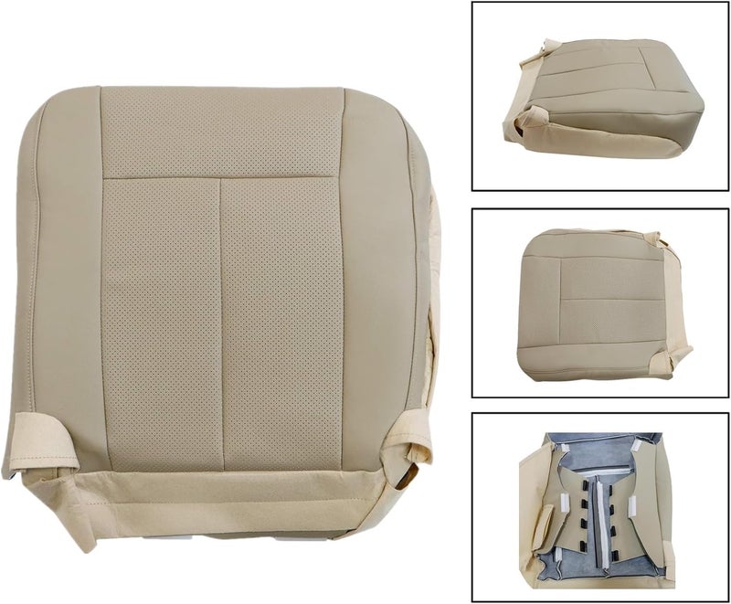 FZJDSD Driver Bottom Perforated Leather Seat Cover Tan for Ford Expedition 2007-2014 - Image 4