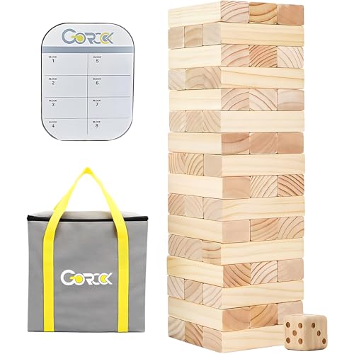 GOROCK Giant Tumbling Tower Game57Pcs Wooden Block Stacking Game Over 42FTClassic Family Indoor Outdoor Yard Party Games for Kids and Adults with Carry Bag - Image 1