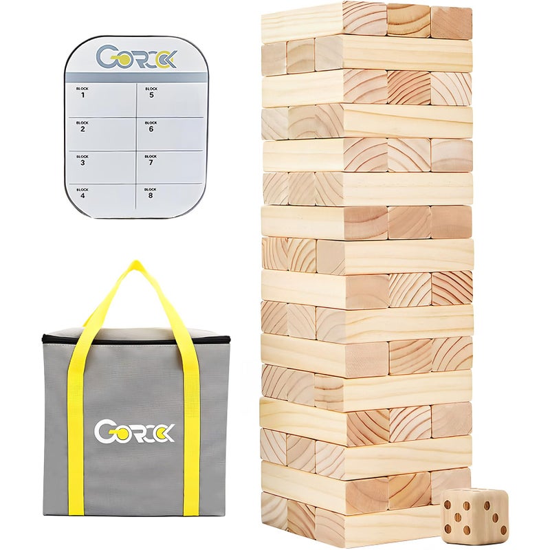 GOROCK Giant Tumbling Tower Game57Pcs Wooden Block Stacking Game Over 42FTClassic Family Indoor Outdoor Yard Party Games for Kids and Adults with Carry Bag - Image 4