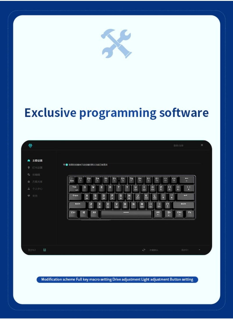 LANGTU - Tri-Mode Outemu Blue Switches Hot-Swappable 61-Key Mechanical Keyboard Bluetooth 5.0 / Wireless 2.4G / USB Type-C Customizable Keyboard with RGB Backlight 3000mAh Lithium Battery Rechargeable, Black - Image 1
