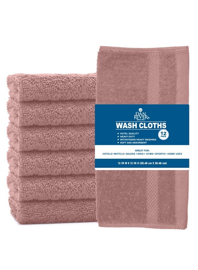 DAN RIVER 100% Cotton Face Towels 12 Pack Premium Washcloths Highly Absorbent Towels For Bathroom Spa And Daily Use 12X12 In 600 Gsm Dusty Rose - Image 2