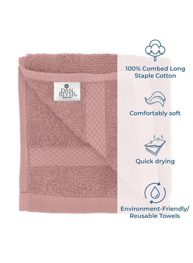 DAN RIVER 100% Cotton Face Towels 12 Pack Premium Washcloths Highly Absorbent Towels For Bathroom Spa And Daily Use 12X12 In 600 Gsm Dusty Rose - Image 3