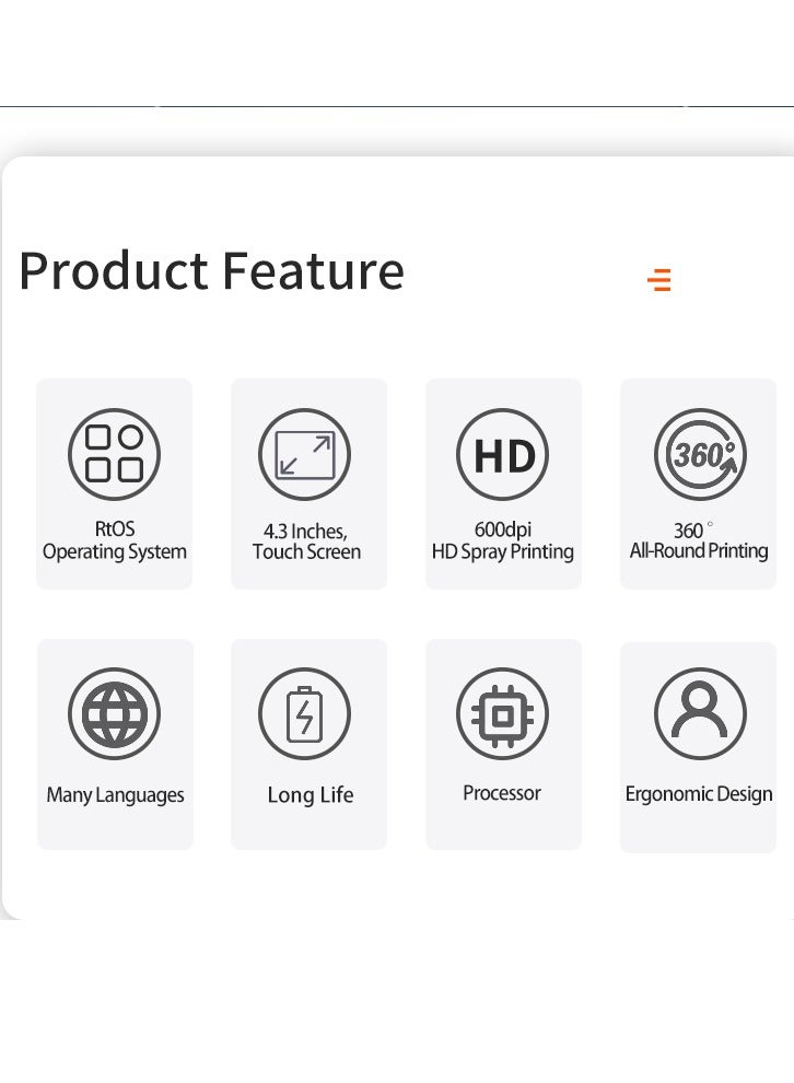 Demin M20 Arabic Portable Intelligent Upgraded Handheld Inkjet Printer Gun With 4.3 Inch New Ui Design Touch Screen Quick Drying Inkjet Coding Machine For QR Code Barcode Production Date Time Logo Batch Number 600dpi - Image 5