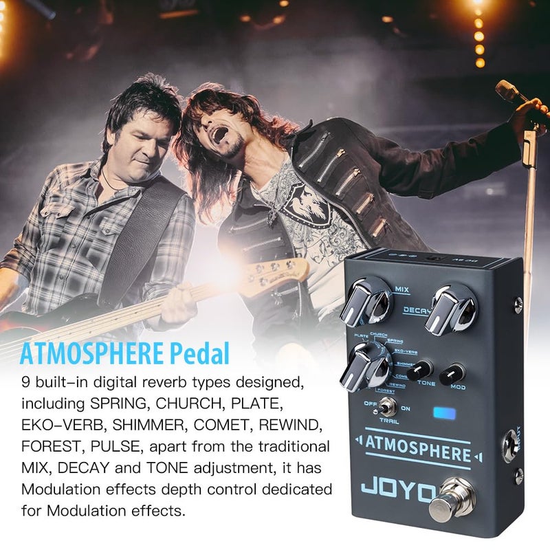 JOYO Reverb Pedal 9 Digital Reverb Types with Modulation and Trail Function for Electric Guitar Effect (Atmosphere R-14) - Image 2