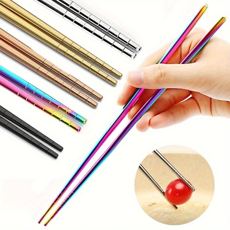 Stainless Steel Extended Chopsticks Black Dishwasher Safe Sushi Ramen Kitchen Tableware - Image 1