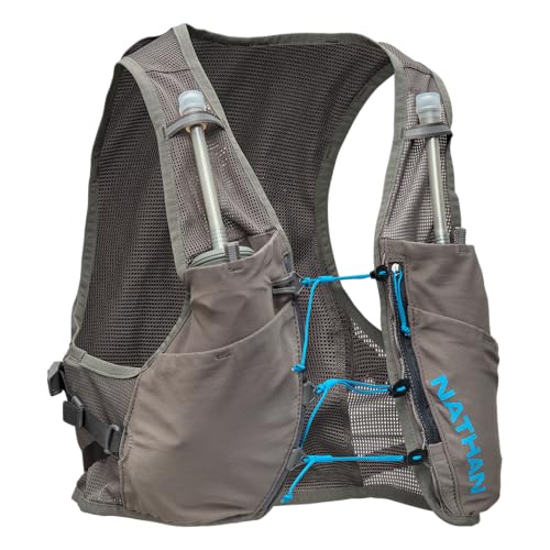 Nathan Unisex Hydration Vest - Lightweight, Quick-Fit Size Adjustment, Reflective, Includes Two 14oz Hydrapak Flasks, 4L Storage, Six Pockets for Running Essentials,Pinnacle Breeze, Charcoal, L-XL - Image 2