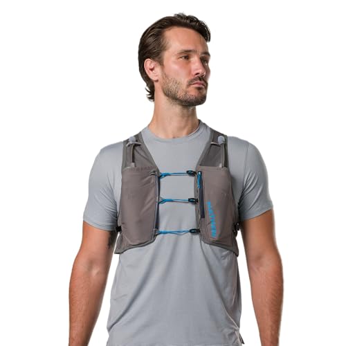Nathan Unisex Hydration Vest - Lightweight, Quick-Fit Size Adjustment, Reflective, Includes Two 14oz Hydrapak Flasks, 4L Storage, Six Pockets for Running Essentials,Pinnacle Breeze, Charcoal, L-XL - Image 5