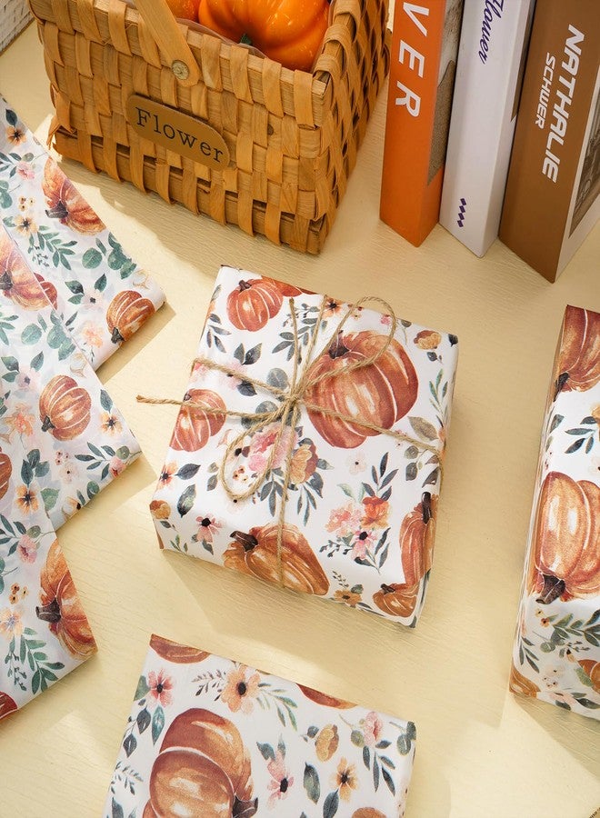 Whaline 100 Pcs Fall Tissue Paper Pumpkin Floral Print Gift Wrapping Paper Vintage Flower Packaging Papers for Autumn Harvest Thanksgiving Baby Shower Birthday Party Decor, 14 x 20 Inch - Image 4