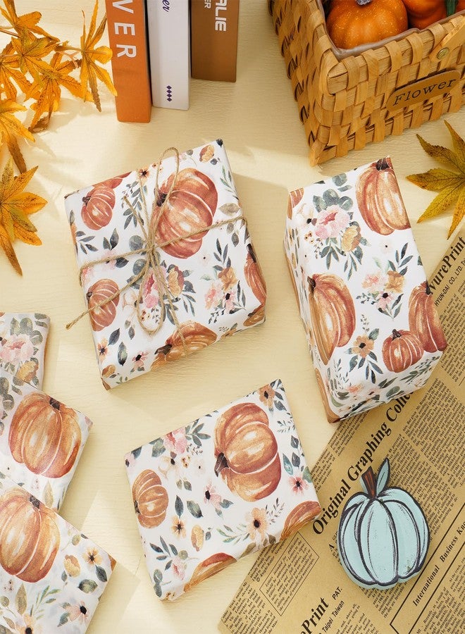 Whaline 100 Pcs Fall Tissue Paper Pumpkin Floral Print Gift Wrapping Paper Vintage Flower Packaging Papers for Autumn Harvest Thanksgiving Baby Shower Birthday Party Decor, 14 x 20 Inch - Image 5