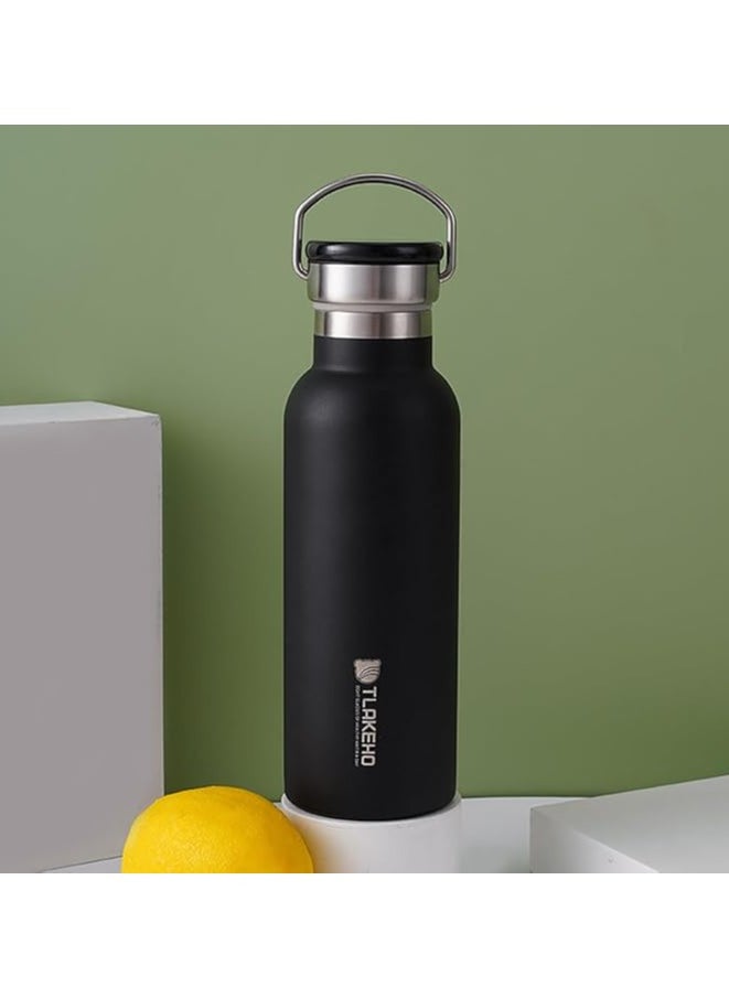TYCOM Thermal Insulated Water Bottle 500 ML Stainless Steel Double Wall Vacuum insulated Water Bottles for Hot Cold Water Gym Bottle Flask Bottle With LED Black.  - Image 1