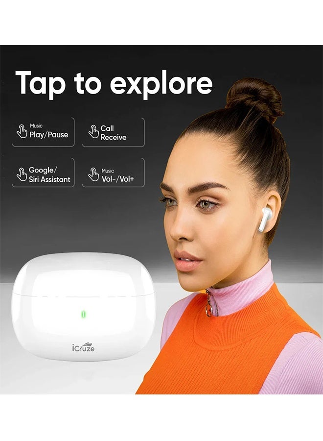 iCruze سماعات أورا TWS - بلوتوث 5.3، 40 ساعة وقت تشغيل، ENC، محركات 13 مم، عزل الضوضاء، تحكم باللمس، شحن Type-C - Image 3