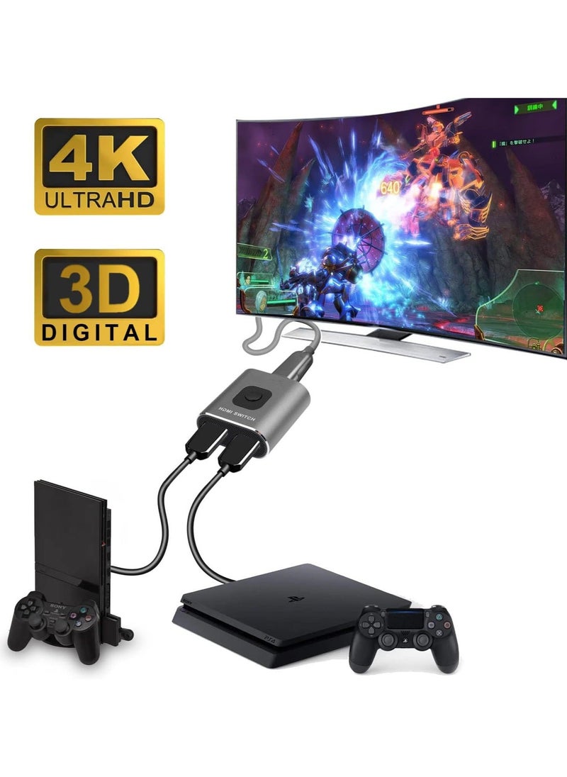 Arabest - HDMI Switch 4K 60Hz, Bi-Directional HDMI Switcher 2 in 1 Out, HDMI Splitter 1 in 2 Out, Plug and Play, HDMI Switch Supports 4K 3D 1080P for PS4 Xbox Blu-Ray Player Fire Stick PC HDTV (Silvery) - Image 1