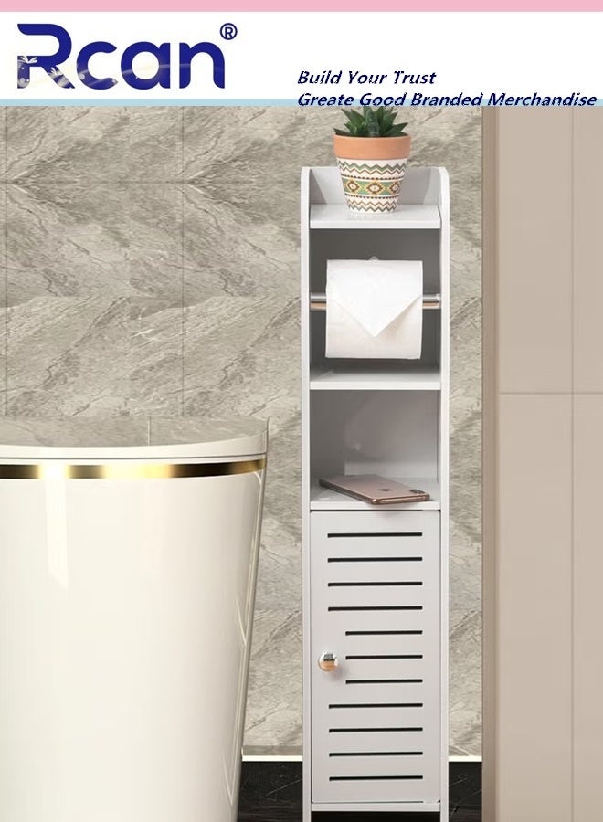 Rcan Toilet Paper Holder Stand Bathroom Storage Cabinet for Small Spaces with Doors and Shelves Waterproof Bathroom Storage Cabinet Tissue Organizer for Beside Toilet Storage - Image 5
