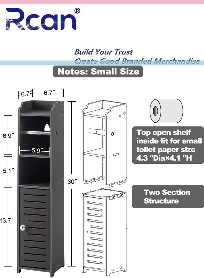 Rcan Toilet Paper Holder Stand Bathroom Storage Cabinet for Small Spaces with Doors and Shelves Waterproof Bathroom Storage Cabinet Tissue Organizer for Beside Toilet Storage - Image 2