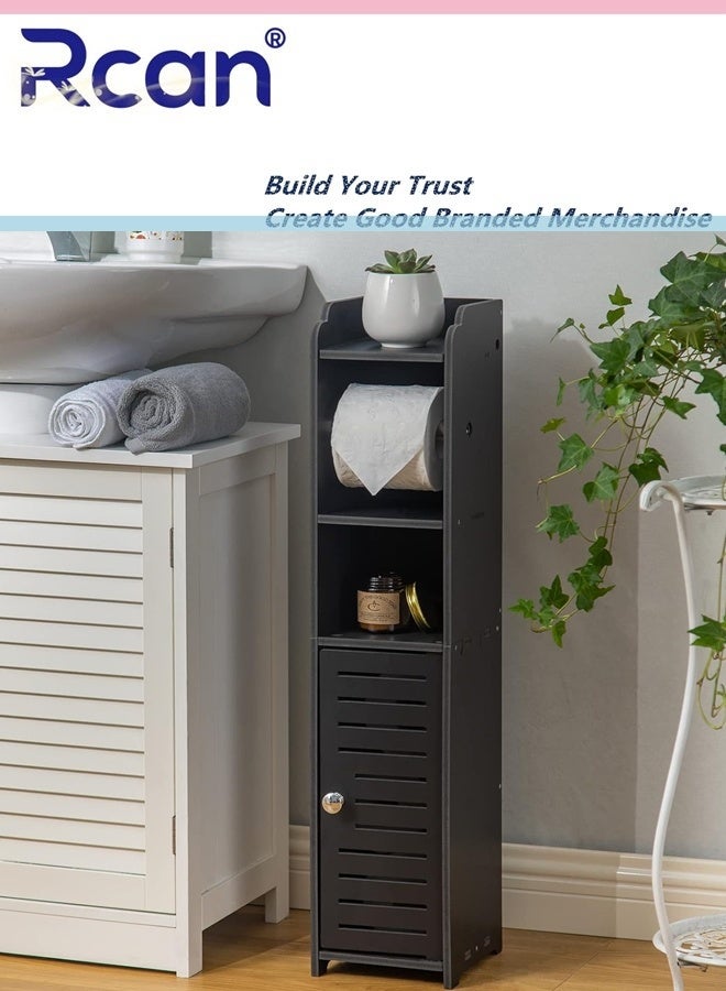 Rcan Toilet Paper Holder Stand Bathroom Storage Cabinet for Small Spaces with Doors and Shelves Waterproof Bathroom Storage Cabinet Tissue Organizer for Beside Toilet Storage - Image 1