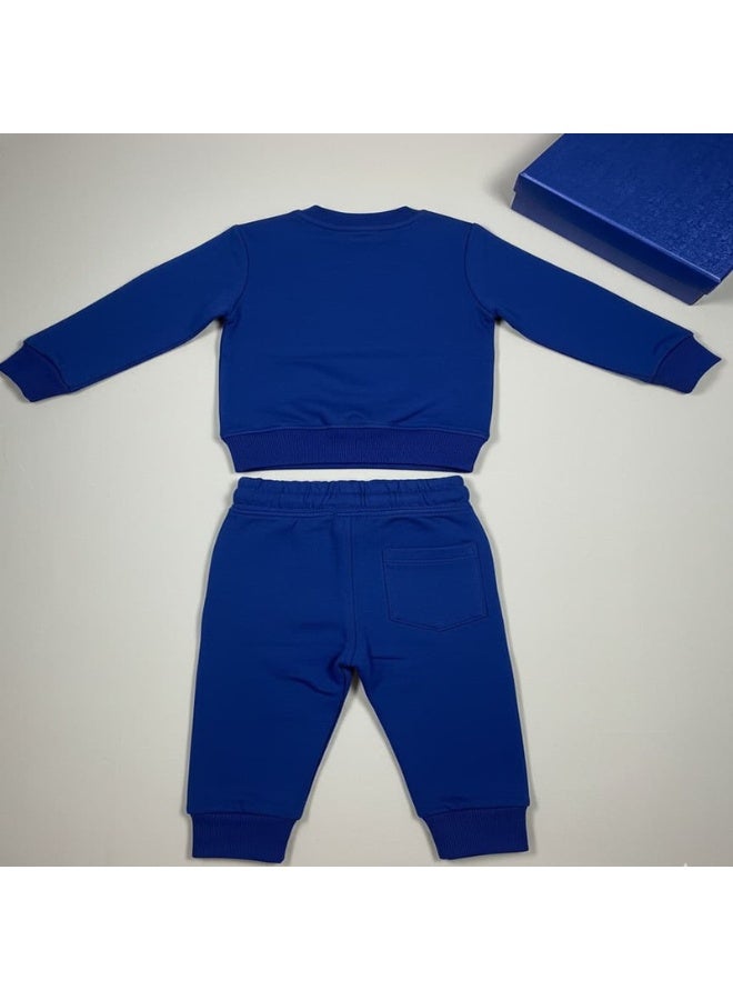 LOOFI Boys' kids' clothing set, 2 pieces: sweatshirt and sweatpants with a winter bear print - Blue - Image 2