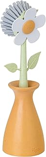 Vigar Vigar Florganic Dish Brush with Vase, Eco-Friendly, Daisy-Shaped Dish Brush and Holder, Orange  - Image 1