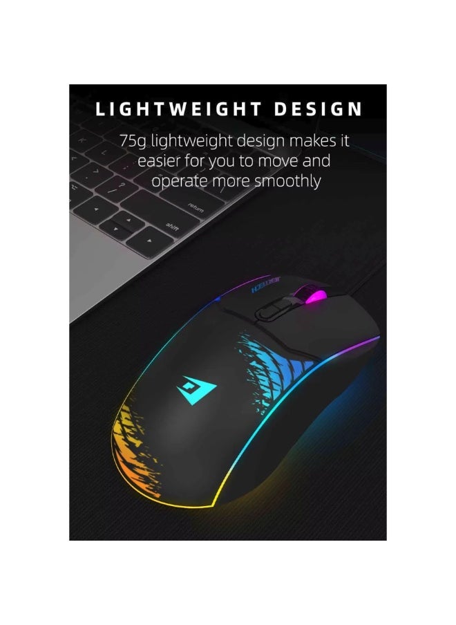 JERTECH - SHOOTER XP14 RGB Gaming Mouse - Optical Sensor 3600 DPI - 1000 Hz Polling Rate - Braided Cable - Image 1