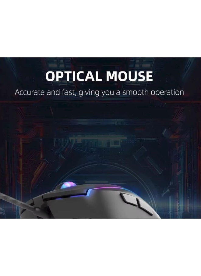 JERTECH - SHOOTER XP14 RGB Gaming Mouse - Optical Sensor 3600 DPI - 1000 Hz Polling Rate - Braided Cable - Image 1