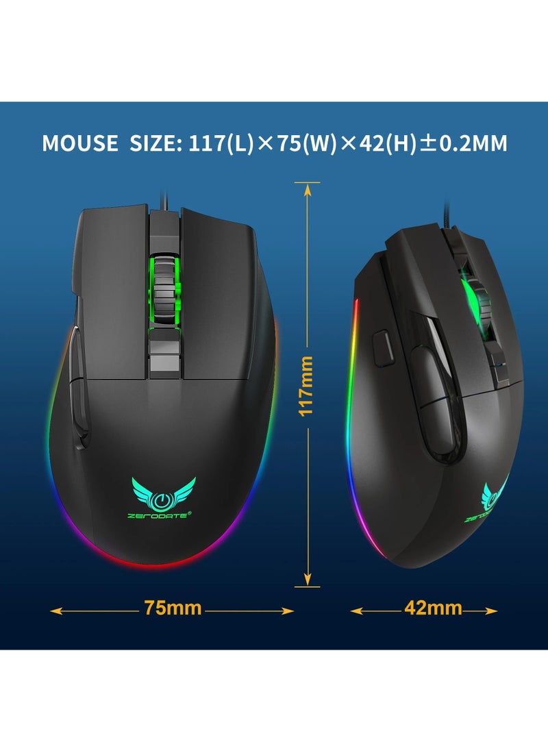 ZERODATE - G26 Gaming Mouse - Optical Sensor 7,200 DPI - Programmable 8 Buttons - With software - Image 1