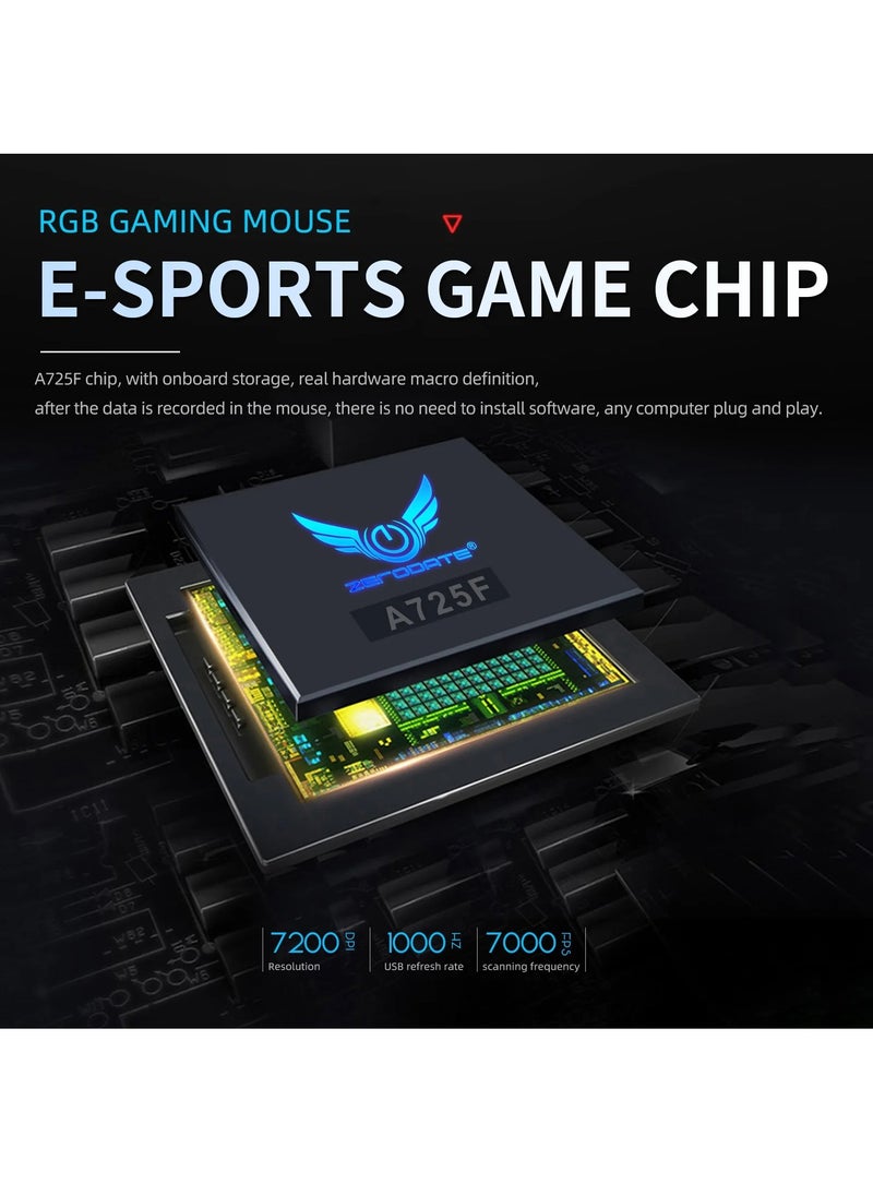 ZERODATE - G26 Gaming Mouse - Optical Sensor 7,200 DPI - Programmable 8 Buttons - With software - Image 1