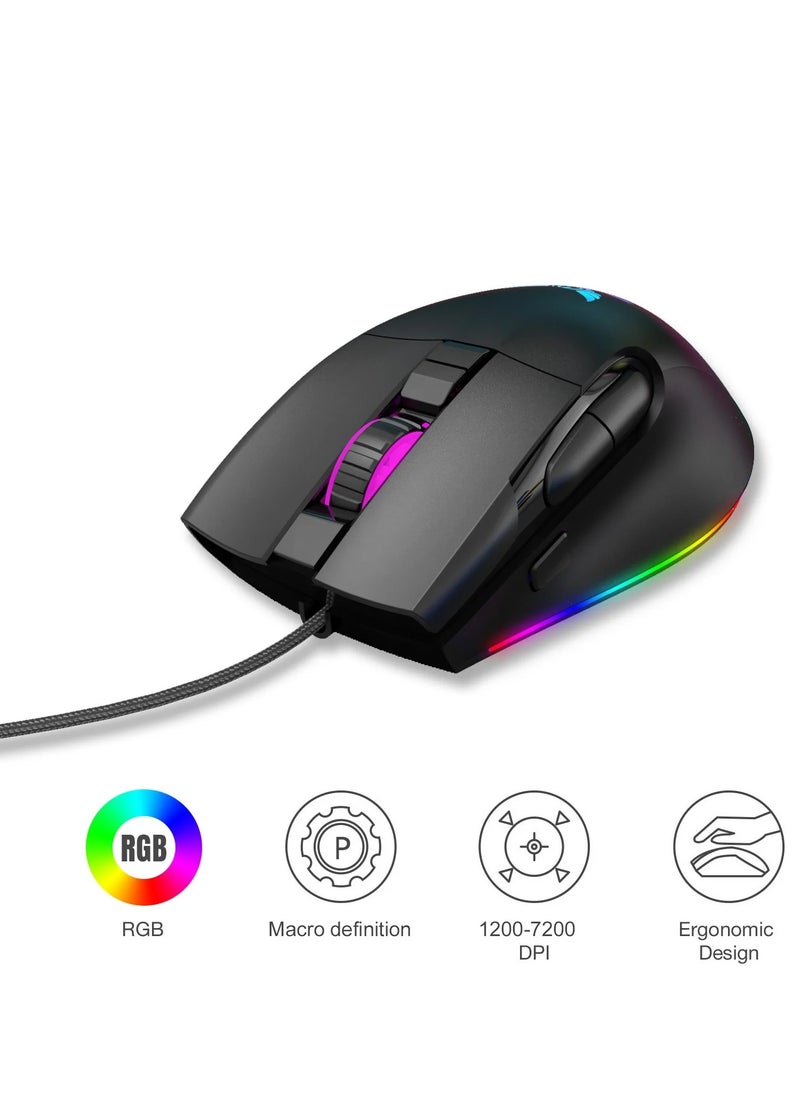 ZERODATE - G26 Gaming Mouse - Optical Sensor 7,200 DPI - Programmable 8 Buttons - With software - Image 1