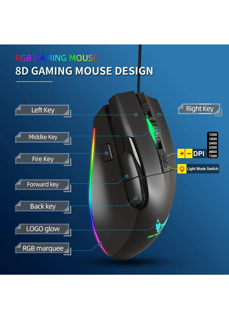 ZERODATE - G26 Gaming Mouse - Optical Sensor 7,200 DPI - Programmable 8 Buttons - With software - Image 1