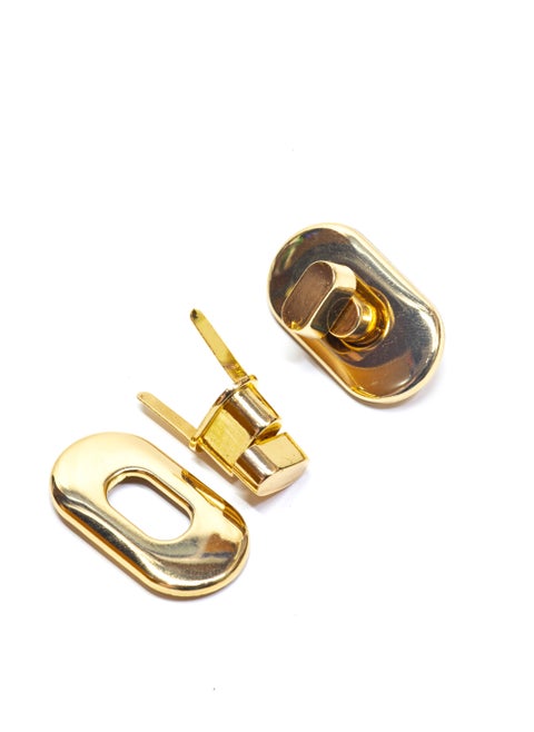 5-Piece Oval Bag Lock Set | Gold Metal Turn Lock Closure for DIY Handbag and Purse Making |  Secure Twist Lock for Crafting Projects.