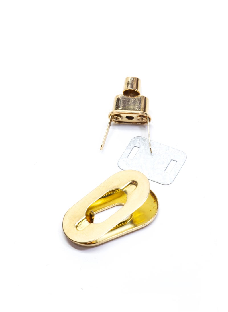Generic - 5-Piece Oval Bag Lock Set | Gold Metal Turn Lock Closure for DIY Handbag and Purse Making |  Secure Twist Lock for Crafting Projects. - Image 1